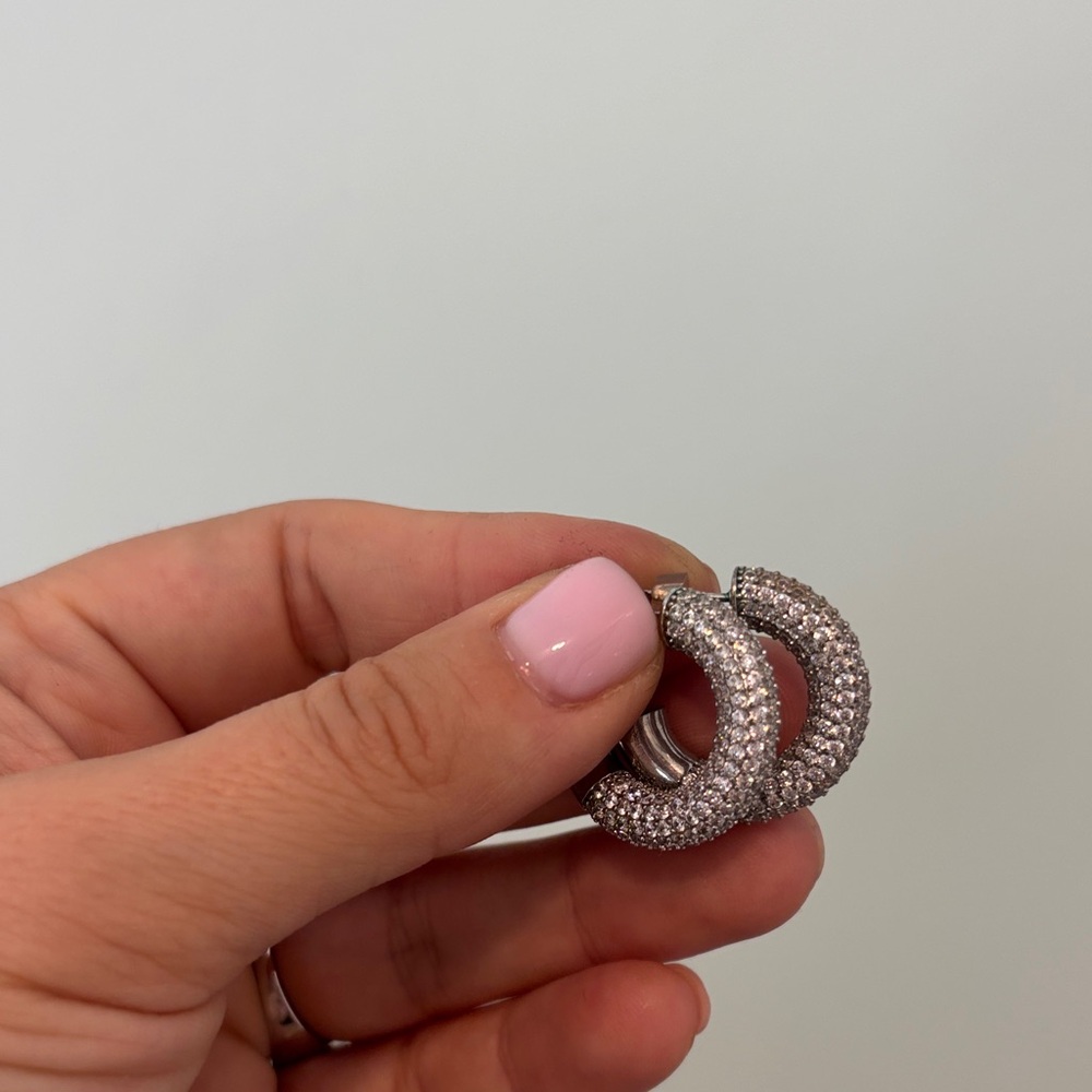 Elegant Silver Hoop Earrings - Picture 2 of 2